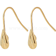 Brass Earring Hooks, Dangle Earring Findings, Ear Wire, Real 18K Gold Plated, 19x10x2mm, Hole: 2mm(KK-BC0005-32G)