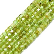 Natural Peridot Beads Strands, Faceted, Cube, 2x2x2mm, Hole: 0.6mm, about 182pcs/strand, 15.16''~15.55''(38.5~39.5cm)(G-P457-B01-06)