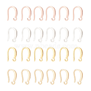 24Pcs 4 Colors Brass Micro Pave Clear Cubic Zirconia Ear Hooks, with Horizontal Loops, Mixed Color, 14x9x3mm, Hole: 1.6mm, Pin: 1mm, 6Pcs/color(ZIRC-AR0001-20)