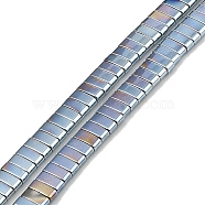 Electroplated Non-magnetic Synthetic Hematite Beads Strands, Rectangle, 2-Hole, Blue Plated, 5x2x2mm, Hole: 0.8mm, about 193pcs/strand, 8.27 inch(21cm)(G-G089-A02-10)