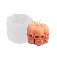 DIY Halloween Theme 6Pcs Skulls Pumpkin-shaped Candle Making Silicone Molds, Resin Casting Molds, Clay Craft Mold Tools, White, 75x55mm, Inner Diameter: 61x47mm(DIY-D057-04)