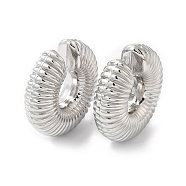 Rack Plating Brass Textured Round Cuff Earrings, Long-Lasting Plated, Cadmium Free & Lead Free, Platinum, 29x30x10mm(EJEW-R150-02P)