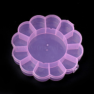 Flower Plastic Bead Storage Containers, 13 Compartments, Pink, 15.5x15.5x2.5cm(CON-Q023-21A)