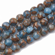 Natural Chalcedony Beads Strands, Imitation Gold Clinquant Stone, Dyed & Heated, Round, LightBlue, 10mm, Hole: 1mm, about 40pcs/strand, 15.7 inch(G-S333-10mm-014C)