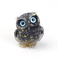 Resin Home Display Decorations, with Natural Obsidian Chips and Gold Foil Inside, Owl, Random Eye Color, 60x50x42mm(G-PW0005-01-09)