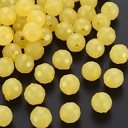 Imitation Jelly Acrylic Beads, Faceted, Round, Yellow, 10x9.5mm, Hole: 1.8mm, about 890pcs/500g(MACR-S373-97A-E07)