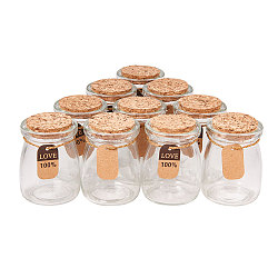 Glass Jar, Glass Bottle for Bead Containers, with Cork Stopper & Tags, Wishing Bottle, Clear, 7.7x5.6cm, 10pcs/set(CON-BC0004-69)