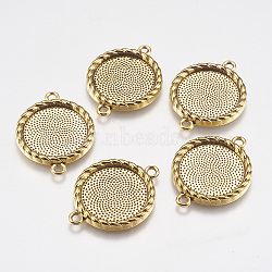 Zinc Alloy Cabochon Connector Settings, Flat Round, DIY Findings for Jewelry Making, Cadmium Free & Lead Free, Antique Golden, 33x25x3mm, Hole: 2mm(PALLOY-A15774-AG-LF)