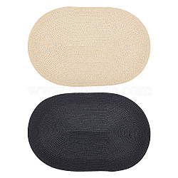 2Pcs 2 Colors Polyester Imitation Straw Oval Hat Base for Millinery, Lolita Sunhat, Mixed Color, 380x255x2.5mm, 1pc/color(AJEW-FG0002-83)