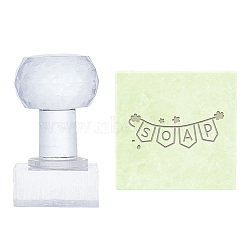 Clear Acrylic Soap Stamps, DIY Soap Molds Supplies, Rectangle, Word, 51x19x37mm, Pattern: 23x35mm(DIY-WH0446-002)