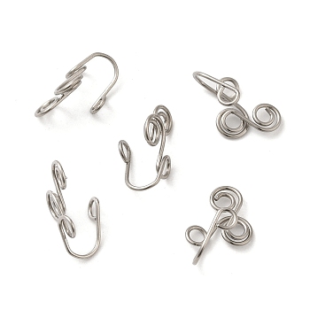316 Surgical Stainless Steel Clip on Nose Rings, Nose Cuff Non Piercing Jewelry, Stainless Steel Color, 19x10.5x8mm