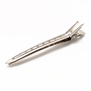 Iron Alligator Hair Clip Findings, DIY Hair Accessories Making, Platinum, 88x11x13.5mm, Hole: 3mm and 2mm