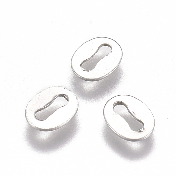 304 Stainless Steel Slice Chain Tabs, Chain Extender Connectors, Oval, Stainless Steel Color, 5x4x0.5mm, Hole: 1x3.5mm