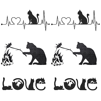 6Pcs 3 Style Waterproof 3D PVC Wall Stickers, with Adhesive Tape, for Cars Motorbikes Luggages Skateboard Decor, Cat with Word LOVE & HeartBeat, Mixed Color, 5.4~11.5x15.3~20.8x0.01~0.02cm, 2pcs/style