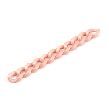Handmade Opaque Acrylic Curb Chains, Twisted Link Chain, Dark Salmon, 23x16.5x4mm, about 39.37 inch(1m)/strand