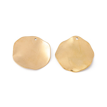 304 Stainless Steel Pendants, Golden, Round Pattern, 23.5x23.5x1~2mm, Hole: 1.2mm