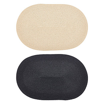 2Pcs 2 Colors Polyester Imitation Straw Oval Hat Base for Millinery, Lolita Sunhat, Mixed Color, 380x255x2.5mm, 1pc/color