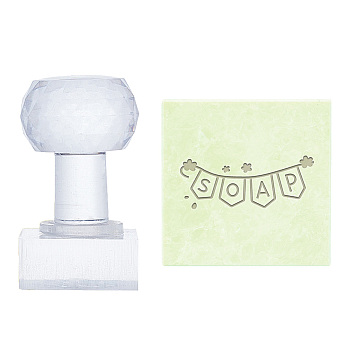 Clear Acrylic Soap Stamps, DIY Soap Molds Supplies, Rectangle, Word, 51x19x37mm, Pattern: 23x35mm