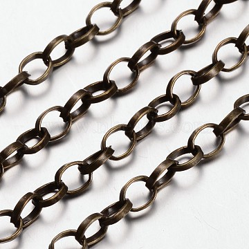 Iron Cable Chains, Unwelded, Nickel Free, Oval, Antique Bronze, 8x6.1x2mm(X-CH-Y1811-AB-NF)