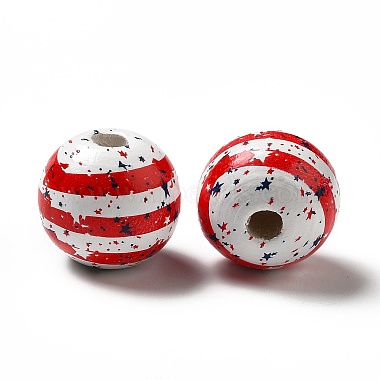 Independence Day Theme Printed Natural Wooden Beads(WOOD-L020-B03)-3
