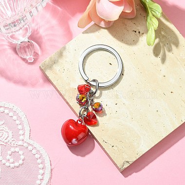 Porte-clés en forme de cœur en forme de cloche en laiton peint pour la Saint-Valentin(KEYC-JKC00526)-2