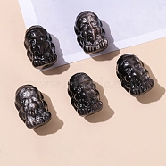 Natural Sliver Obsidian Carved Healing Figurines, Reiki Energy Stone Display Decorations, Ganesha, 21x14x12.5mm(PW-WG51571-05)