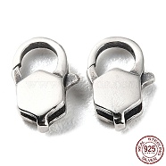 925 Thailand Sterling Silver Lobster Claw Clasps, Hexagon, Antique Silver, 11x7x3mm, Hole: 1.2mm(STER-D003-31P)