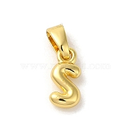 Rack Plating Brass Charms, Real 18K Gold Plated, Long-Lasting Plated, Cadmium Free & Lead Free, Letter S, 10x4.5x2mm, Hole: 5x2.5mm(KK-C053-04G-S)