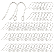 200Pcs 304 Stainless Steel Earring Hooks, Ear Wire, with Horizontal Loop, Stainless Steel Color, 18x15mm, Hole: 2mm, 21 Gauge, Pin: 0.7mm(STAS-BBC0004-18P)