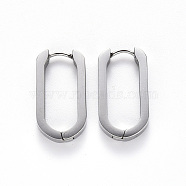 304 Stainless Steel Huggie Hoop Earrings, Oval, Stainless Steel Color, 21x12x3mm, Pin: 1mm(X-STAS-S103-21P)
