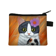 Cute Cat Polyester Zipper Wallets, Rectangle Coin Purses, Change Purse for Women & Girls, Dark Orange, 11x13.5cm(ANIM-PW0002-28T)