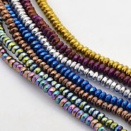 Electroplate Non-magnetic Synthetic Hematite Beads Strands, Faceted Rondelle, Mixed Color, 4x2mm, Hole: 1mm, about 188pcs/strand, 15.7 inch(G-J208B-M)