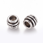 Tibetan Silver Alloy Barrel Large Hole European Beads, Lead Free, Cadmium Free & Nickel Free, Antique Silver, about 6mm long, 8mm wide, hole: 4mm(X-LFH10203Y-NF)