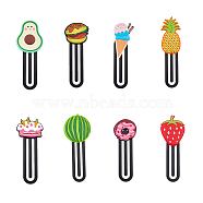8Pcs 8 Style Cartoon Food Shape PVC Bookmarks, Non-slip Bookmark and Page Holder, with Steel Bookmark Clips, for Students Book Lovers, Mixed Patterns, 120~150x41.5~56.5x6.2~9.7mm, 1pc/style(AJEW-FH0003-28)