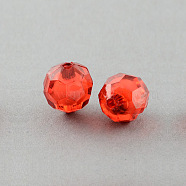 Transparent Acrylic Beads, Bead in Bead, Faceted, Round, FireBrick, 20mm, Hole: 3mm(X-TACR-S113-20mm-15)