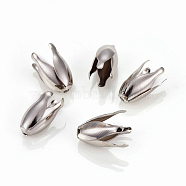 4-Petal Iron Bead Caps, Flower, Platinum, 13x7~8mm, Hole: 1.2mm(IFIN-F152-01P)