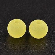 Transparent Acrylic Ball Beads, Frosted Style, Round, Yellow, 8mm, Hole: 2mm, about 1892pcs/500g(FACR-R021-8mm-14)