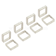 Brass Bead Frame, with 2 Hole, Square, Silver, 15x15x4mm(KK-CJ0001-47S)