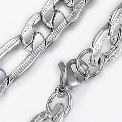 Trendy Men's Figaro Chain Necklaces, 304 Stainless Steel Chain Necklaces, with Lobster Claw Clasp, Stainless Steel Color, 25.98 inch(66cm), 9.5mm(NJEW-L450-06D)