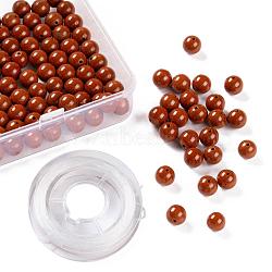 100Pcs 8mm Grade AA Natural Red Jasper Round Beads, with 10m Elastic Crystal Thread, for DIY Stretch Bracelets Making Kits, 8mm, Hole: 1mm(DIY-LS0002-31)