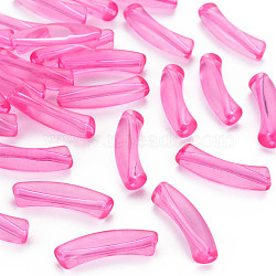 Transparent Acrylic Beads, Curved Tube, Camellia, 32x9.5x8mm, Hole: 1.8mm, about 330pcs/500g(MACR-S372-002C-011)