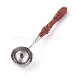 Wooden Handle Wax Sealing Stamp Melting Spoon, for Wax Seal Stamp Melting Spoon Wedding Invitations Making, Platinum, 116.5x29.5x14.5mm(AJEW-WH0021-64)