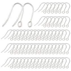 200Pcs 304 Stainless Steel Earring Hooks, Ear Wire, with Horizontal Loop, Stainless Steel Color, 18x15mm, Hole: 2mm, 21 Gauge, Pin: 0.7mm(STAS-BBC0004-18P)