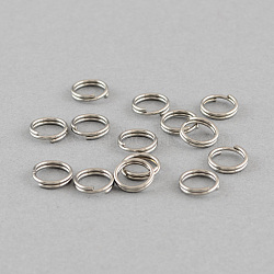 304 Stainless Steel Split Rings, Double Loops Jump Rings, Stainless Steel Color, 8x1.4mm, Inner Diameter: 6.6mm, Single Wir: 0.7mm(A-STAS-Q186-01-8mm)