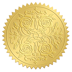 Self Adhesive Gold Foil Embossed Stickers, Medal Decoration Sticker, Rose Pattern, 5x5cm(DIY-WH0211-204)
