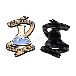 Chemistry Bottle with Word Rise Above Focus On Science Enamel Pin, Electrophoresis Black Plated Alloy Badge for Backpack Clothes, Nickel Free & Lead Free, Cornflower Blue, 34x23.5mm, Pin: 1.2mm(JEWB-N007-252)