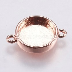 Brass Cabochon Connector Settings, Plain Edge Bezel Cups, Flat Round, Rose Gold, Tray: 10mm, 16.5x11.6x3mm, Hole: 1.5mm(KK-E749-08RG)