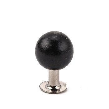 ABS Plastic Imitation Pearl Rivet Studs, with Iron Findings, Black, 6mm, Finding: 4x5mm