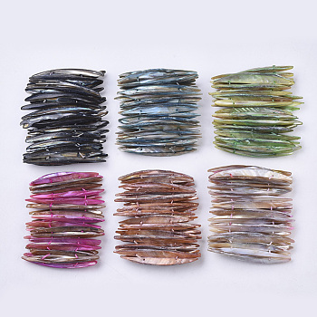 Freshwater Shell Beaded Stretch Bracelets, Dyed, Strip, Mixed Color, 1-7/8 inch~2-1/8 inch(4.7~5.4cm)