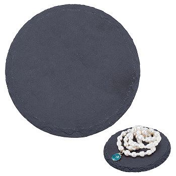 Gesso Jewelry Display Trays, Jewelry Plate for Earring, Necklace, Ring Display, Black, Round, 9.8x9.8x0.85cm